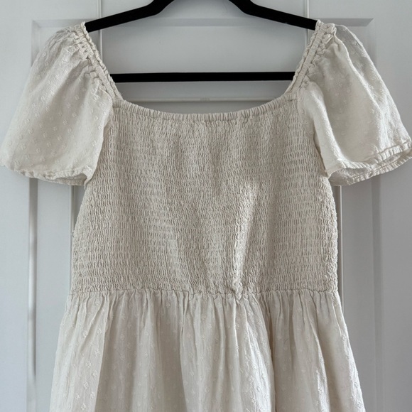 Gap cream cotton linen off-the-shoulder short sleeve midi peasant dress - Small - Picture 3 of 5